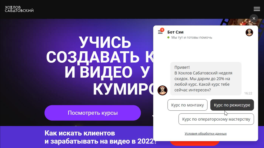 Чат-бот на сайте Хохлов Сабатовский