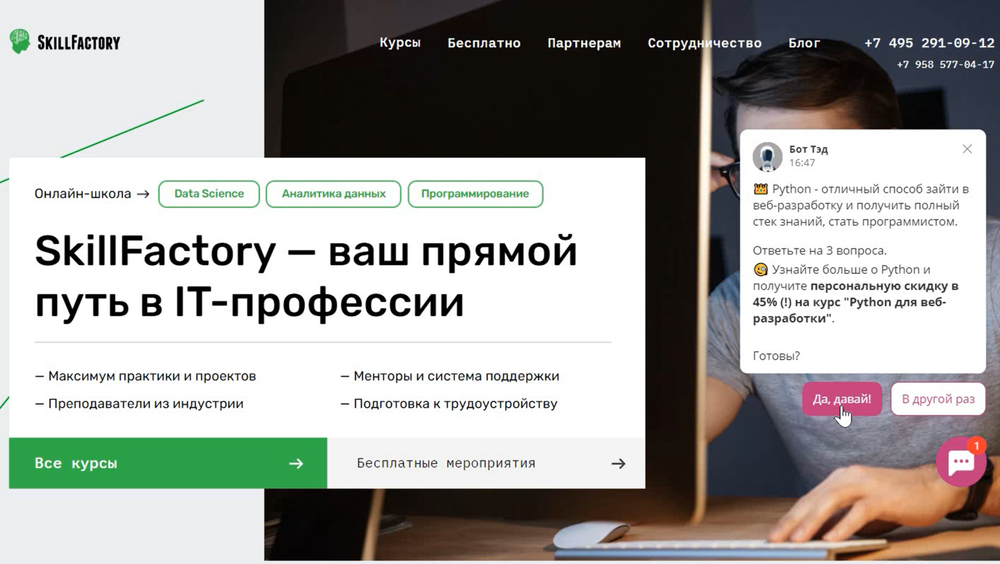 Чат-бот на сайте SkillFactory