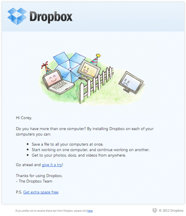 Постепенное вовлечение от Dropbox
