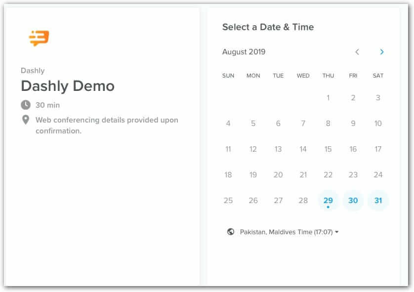 calendar in Dashly