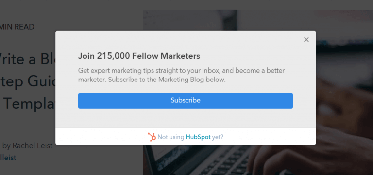 subscription form in hubspot