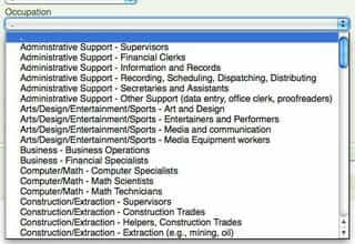 long list with options