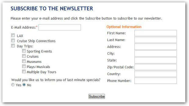 subscription for the newsletter