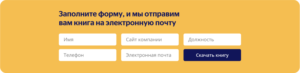 Большая лид-форма с предложением сайта отправить книгу на электронную почту