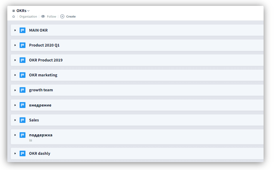 OKR разных команд