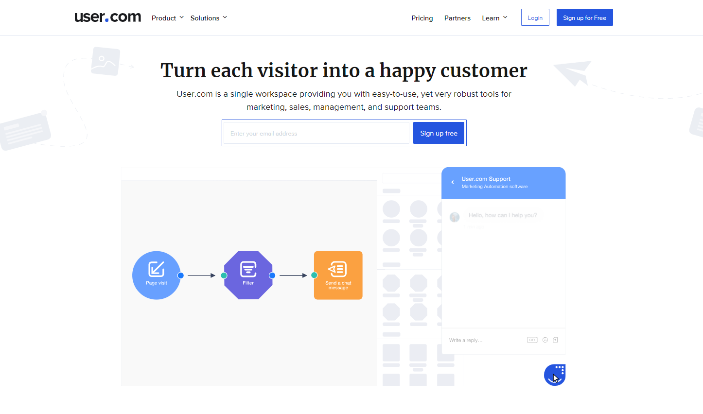 user landing