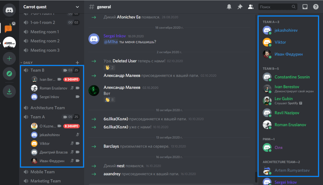 Интерфейс Discord