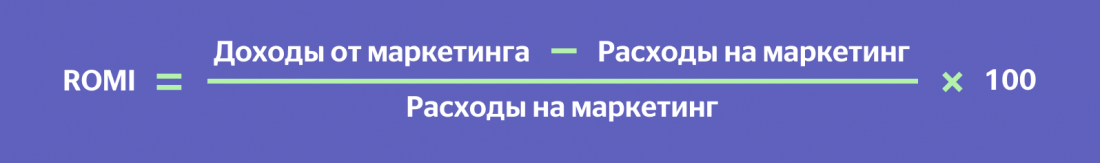 ROMI = ((Доходы от маркетинга - Расходы на маркетинг) / Расходы на маркетинг) * 100