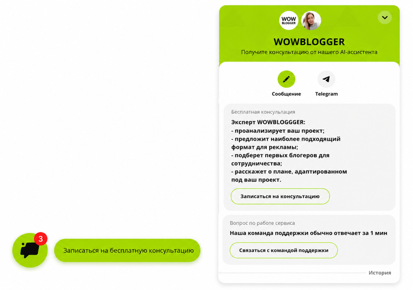 Виджет чата, который конвертирует посетителя сайта в клиента 