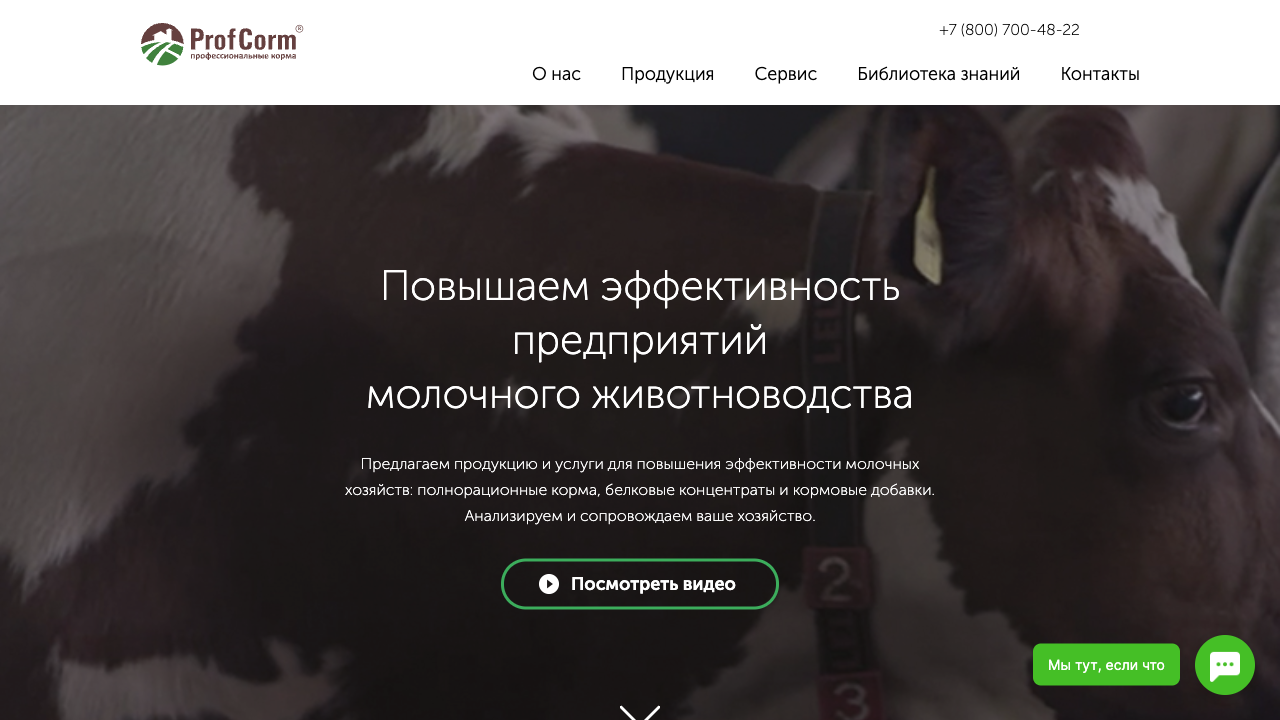 ПрофКорм — пример чата от Carrot quest